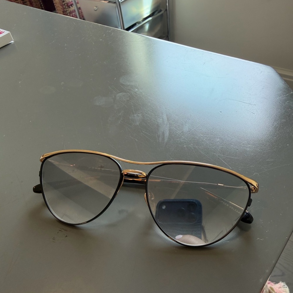 Krewe Gold Frame Aviator Sunglasses with Gray Lenses